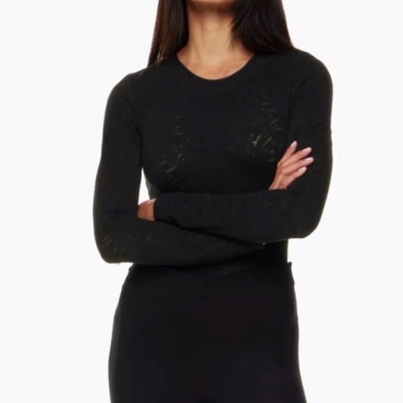 Babaton Black Shapelace Textured Long Sleeve Bodysuit Women’s Size M - Picture 8 of 11